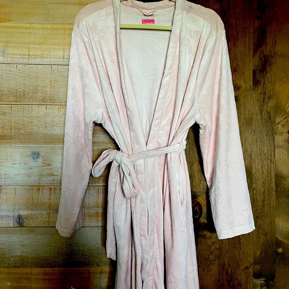 Kate Spade Embossed Velour Short Robe Spade Heart soft pink